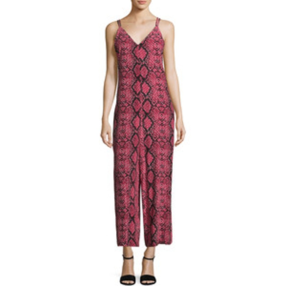 Free People Snake Print V-Neck Jumpsuit Size Small